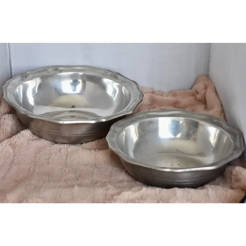 French Country 3pc Metalwear Pewtarex York Pennsylvania Pewter Bowls & Platter